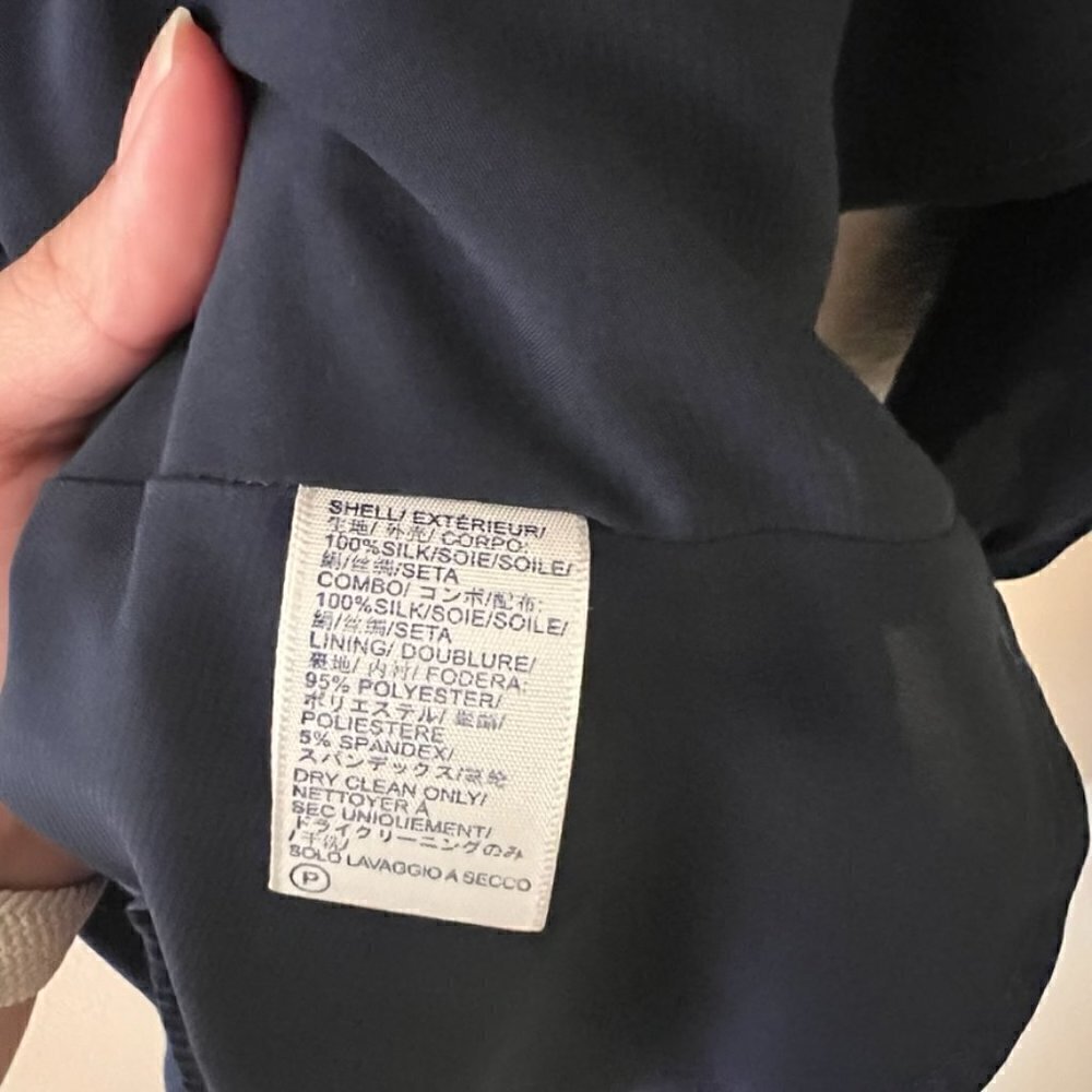 Rebecca Minkoff Navy Blue Silk Long Sleeve Faux Wrap Mini Dress US 2‌‌‌‌ - Picture 6 of 7